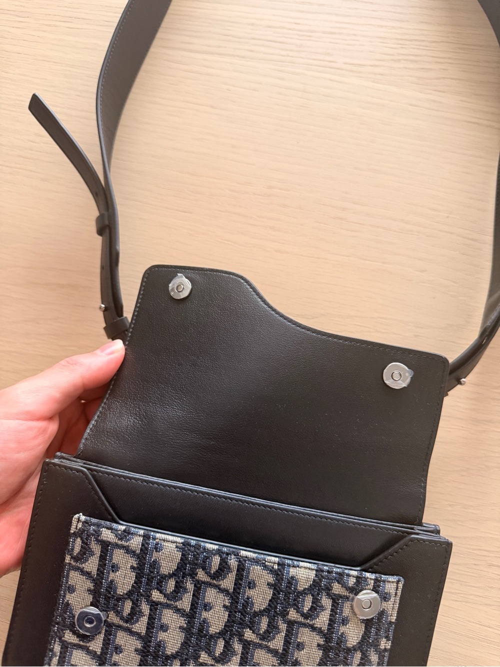 Dior Elite Oblique Jacquard Leather Detachable Shoulder Crossbody Bag in Blue - Picture 3 of 11